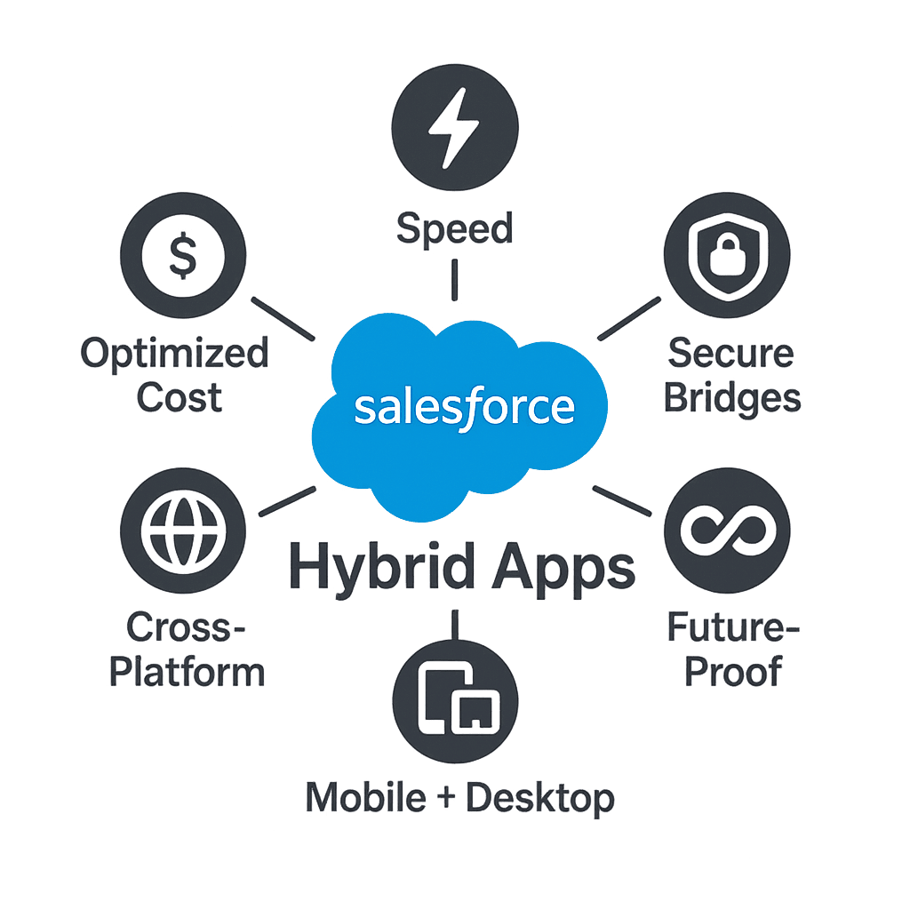 Hybrid Salesforce application development connecting mobile, ERP, and external platforms