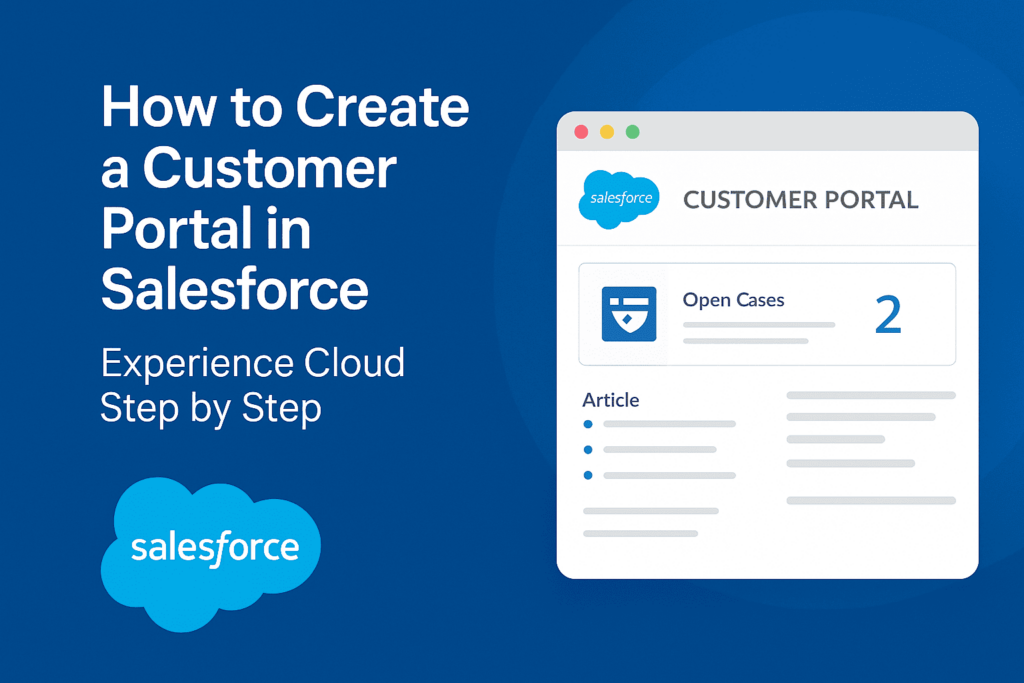 Salesforce Experience Cloud customer portal with dashboard and setup steps